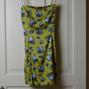 Mini Satin Light Green Flower Dress